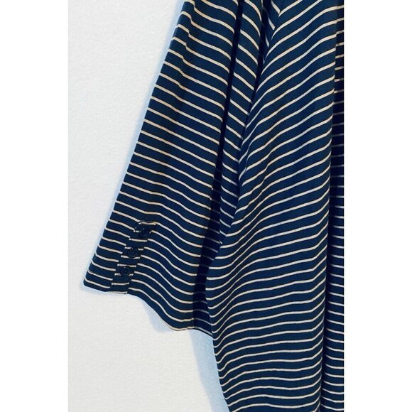 Catherines Cardigan Womens 4X Navy Blue Tan Striped Open Front Knit Classic - Picture 3 of 8